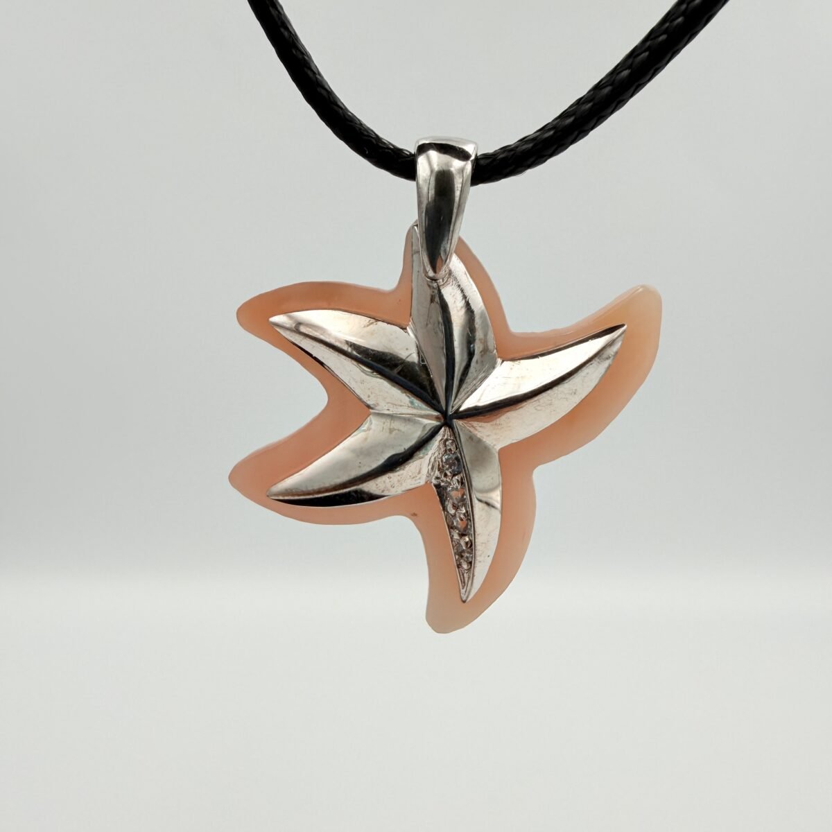 Star Beige Shell Silver 925 Pendant