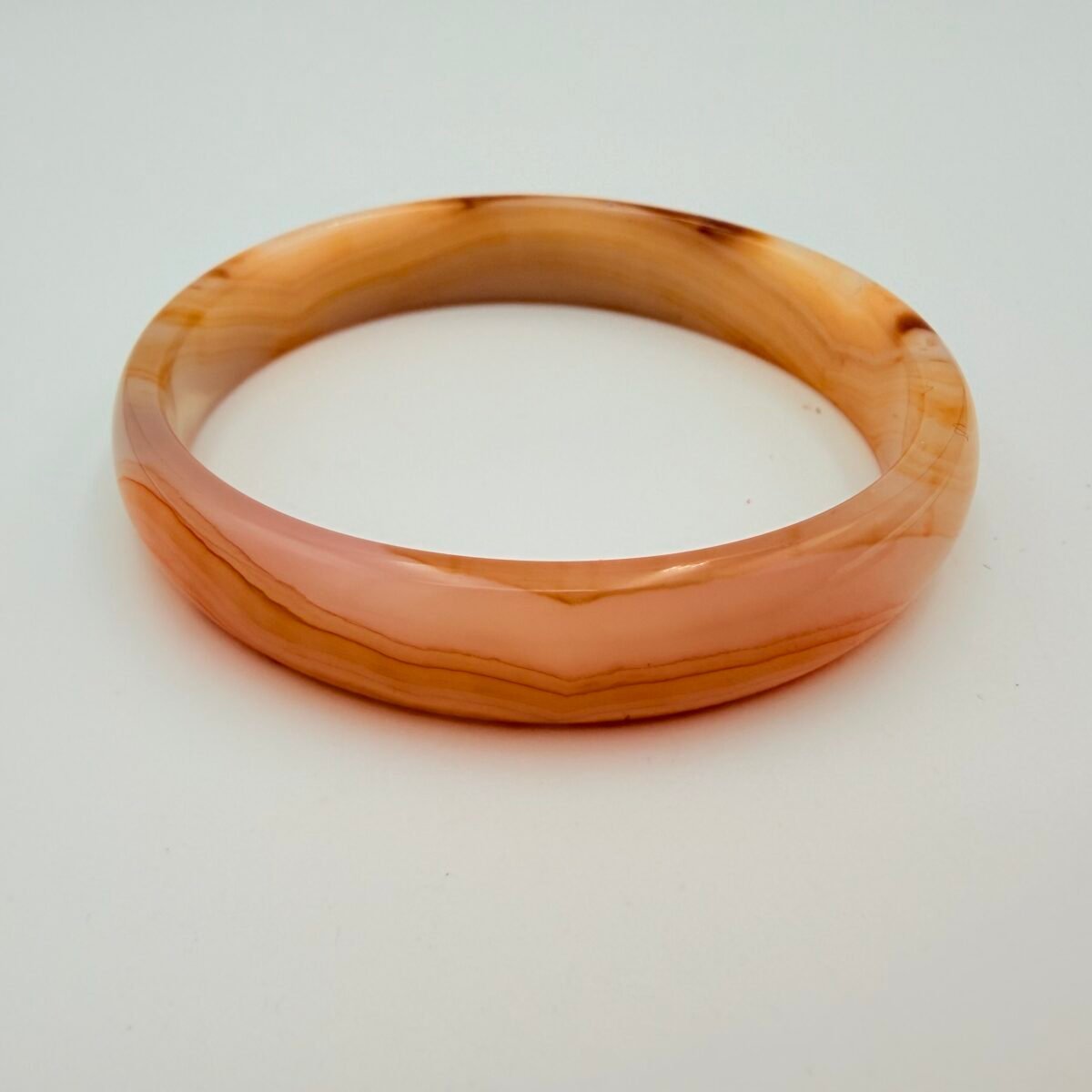 Natural Hand-Carved Agate Hololith Bangle Bracelet