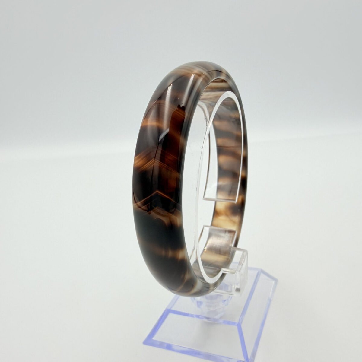 Alternative view of Earth-Tone Striped Sulemani Agate Bangle