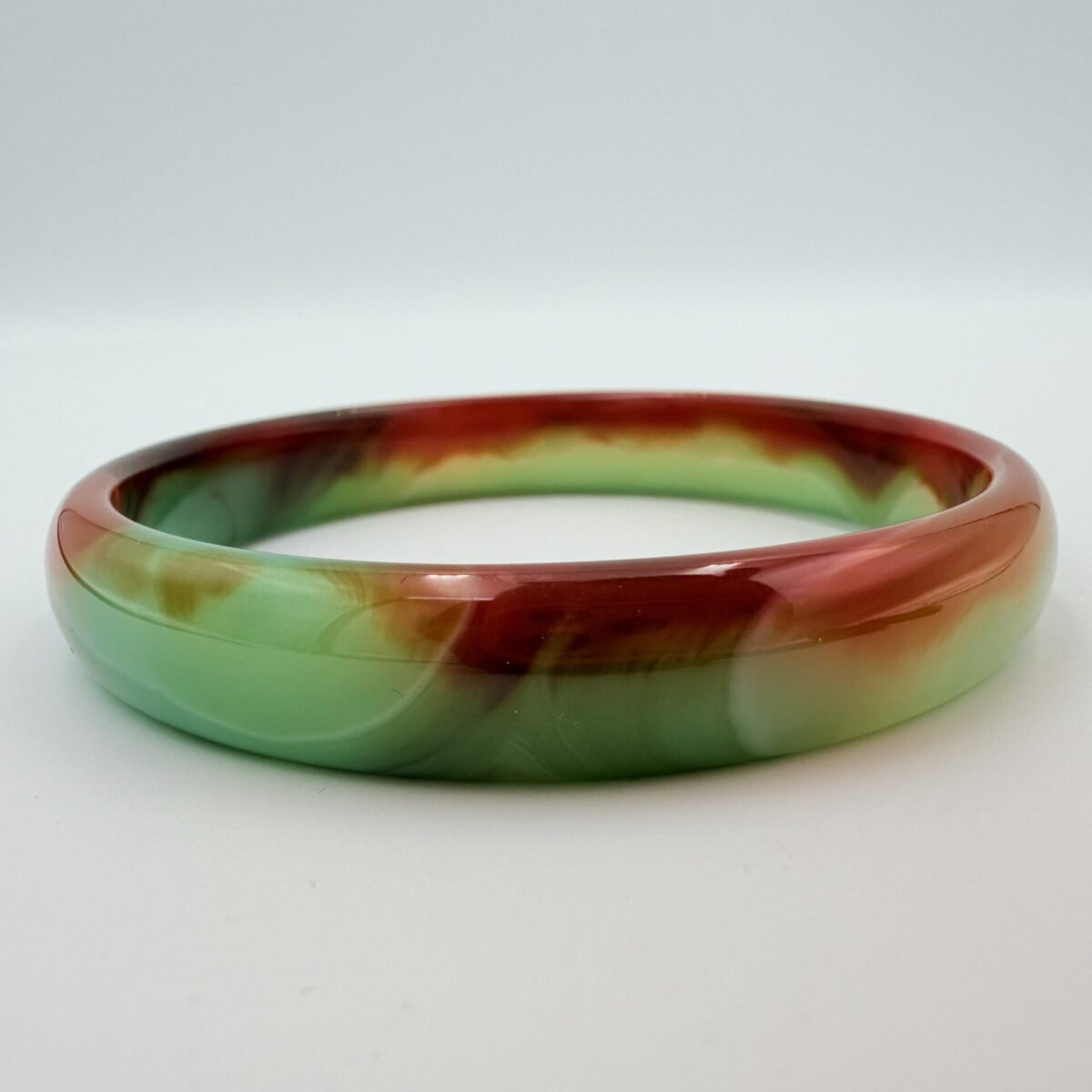 Forest Green and Amber Agate Bangle