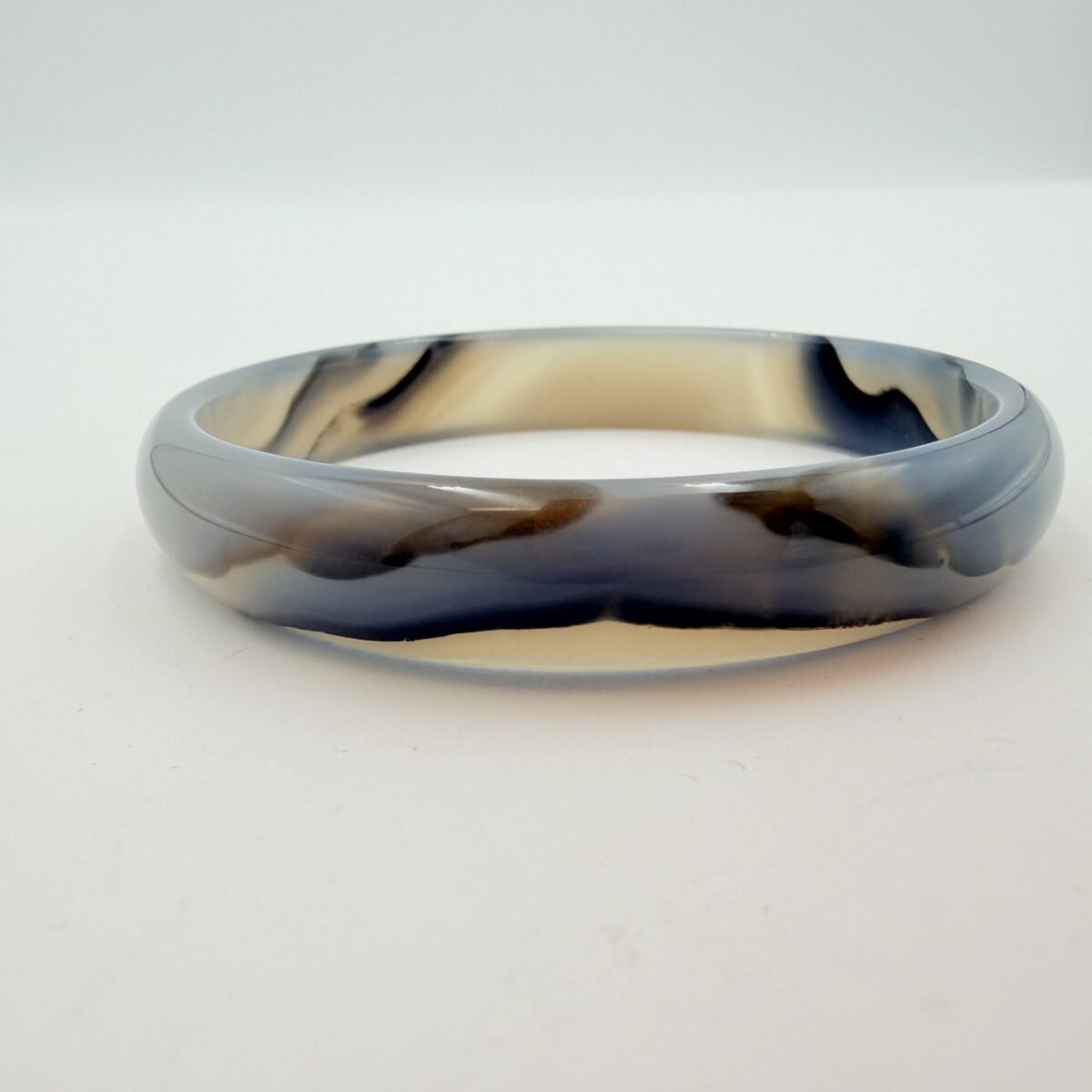Smoky Grey and Charcoal Sulemani Agate Bangle