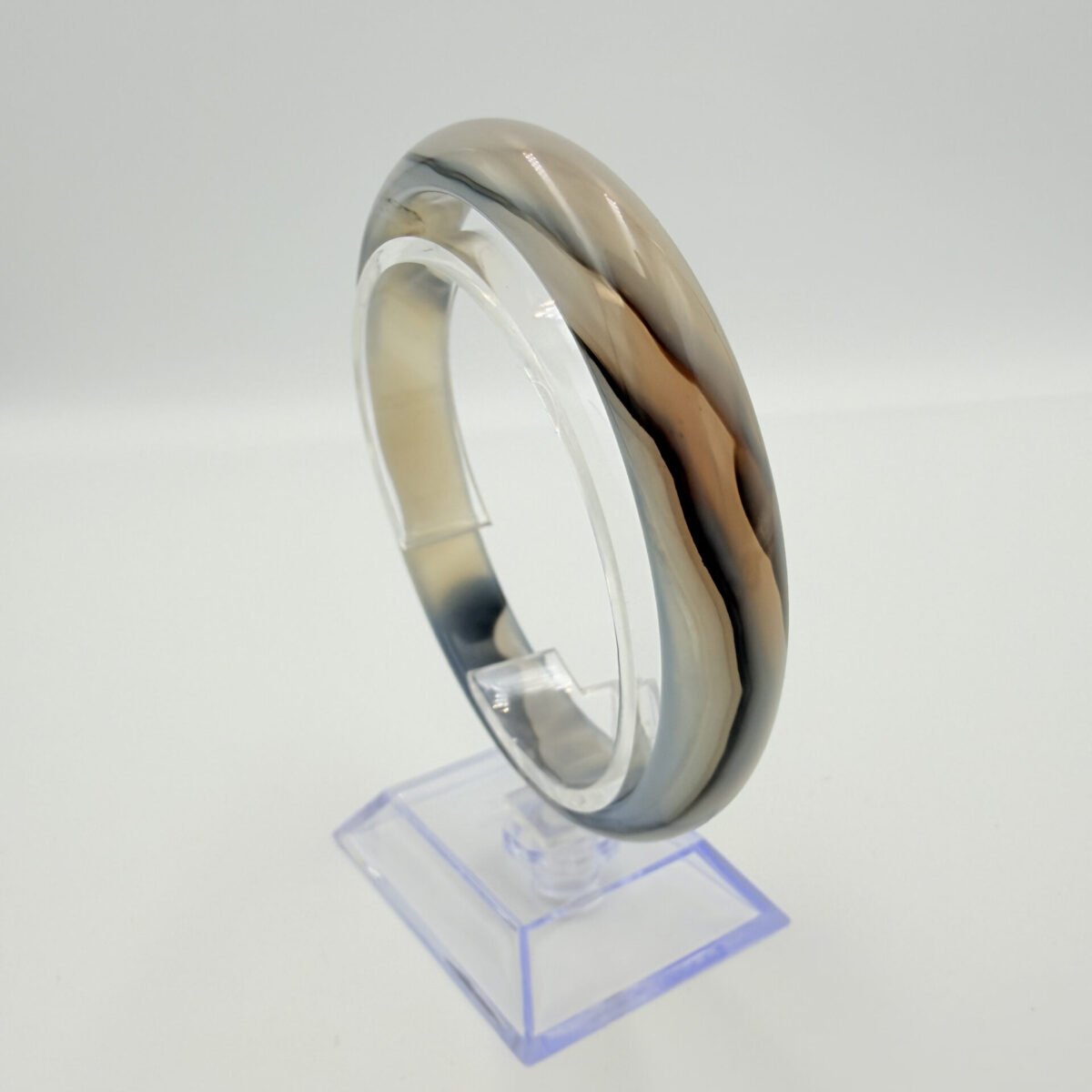 Alternative view of Smoky Grey and Charcoal Sulemani Agate Bangle