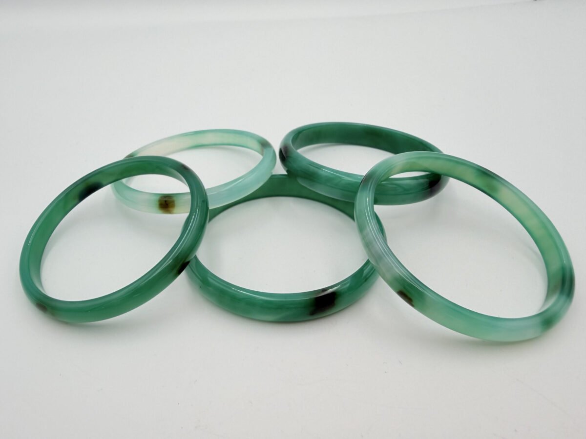 Moss Green and Dark Inclusion Agate Bangle - Khorasan Gems