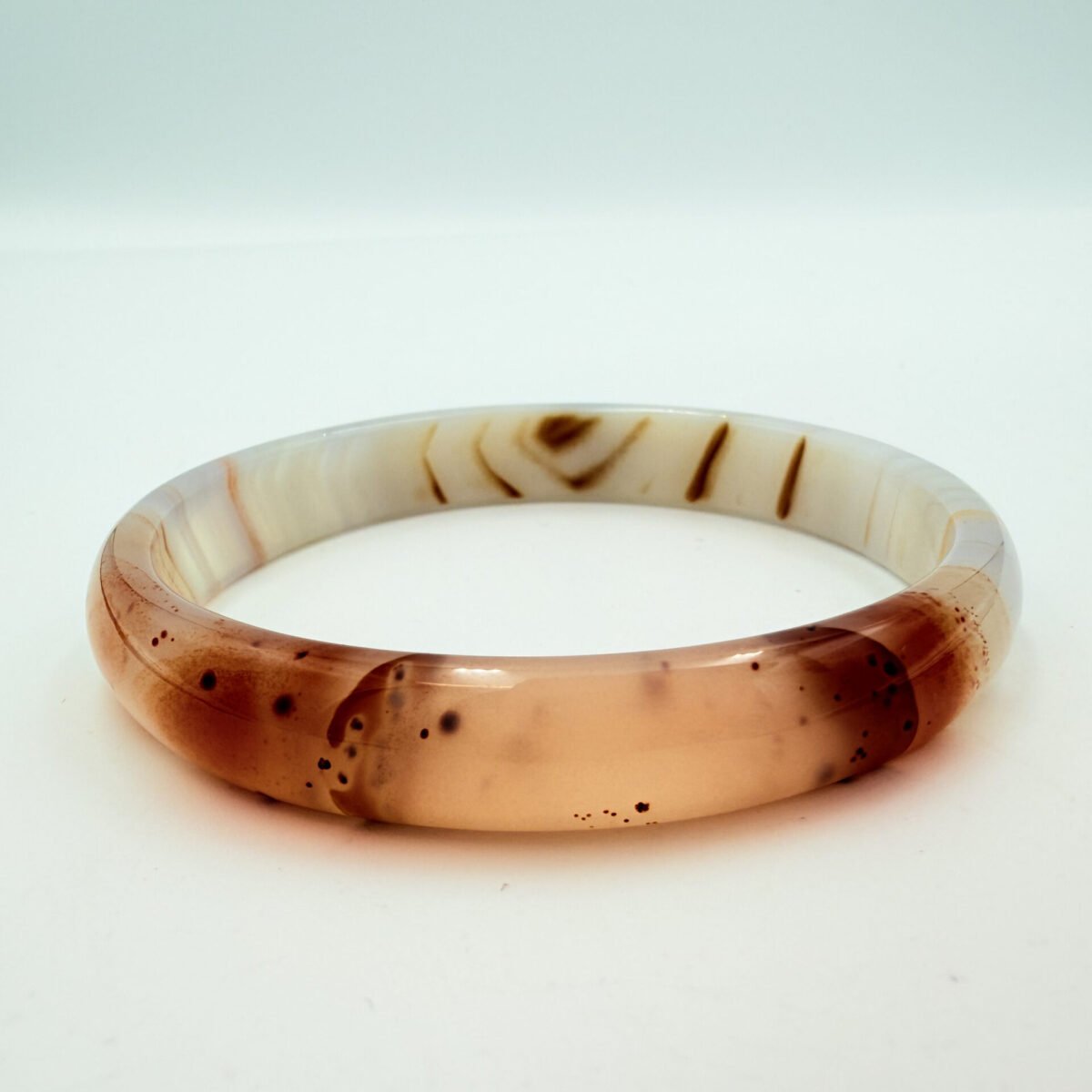 Honey-Amber Patterned Sulemani Agate Bangle