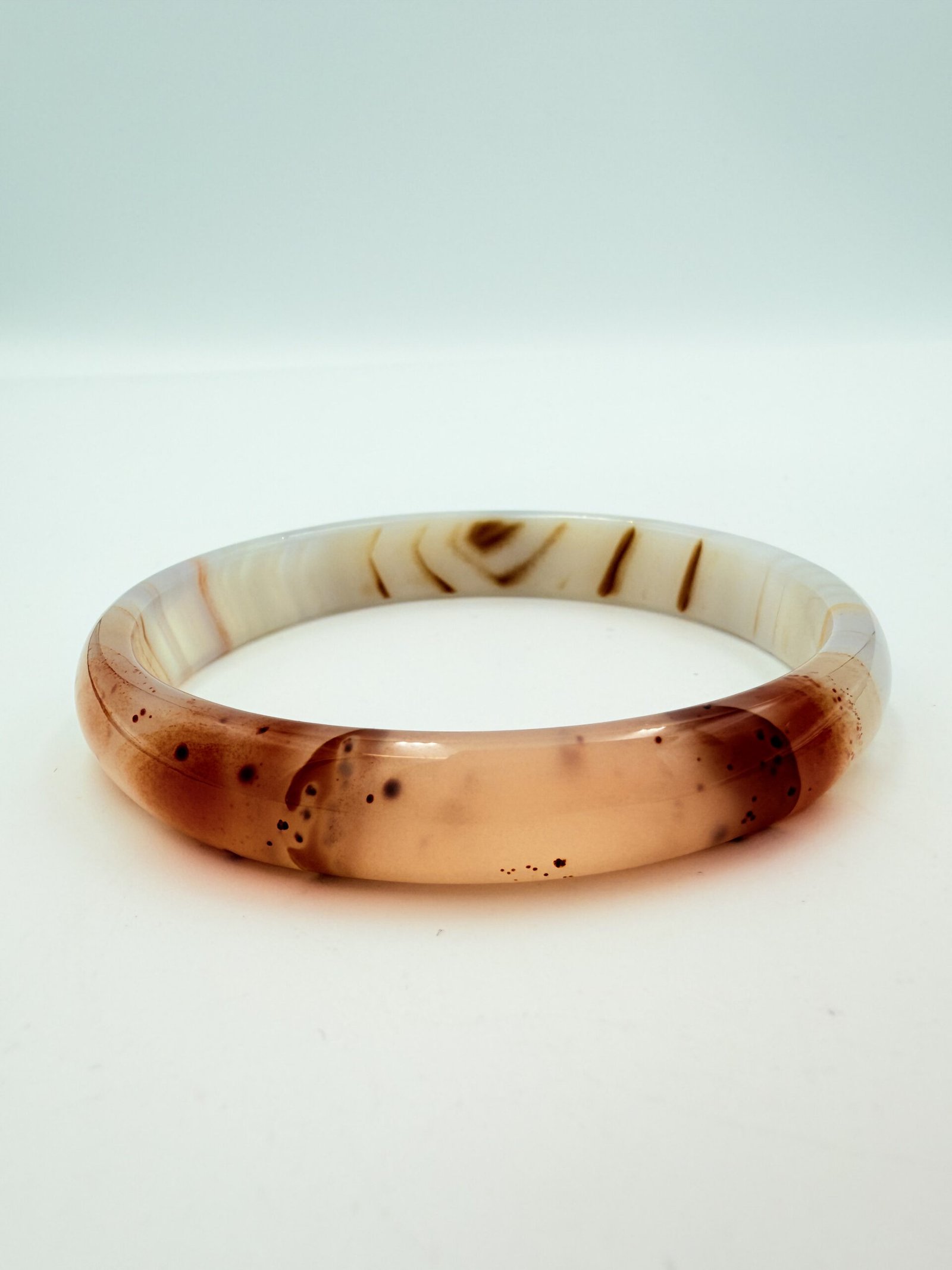 Honey-Amber Patterned Sulemani Agate Bangle