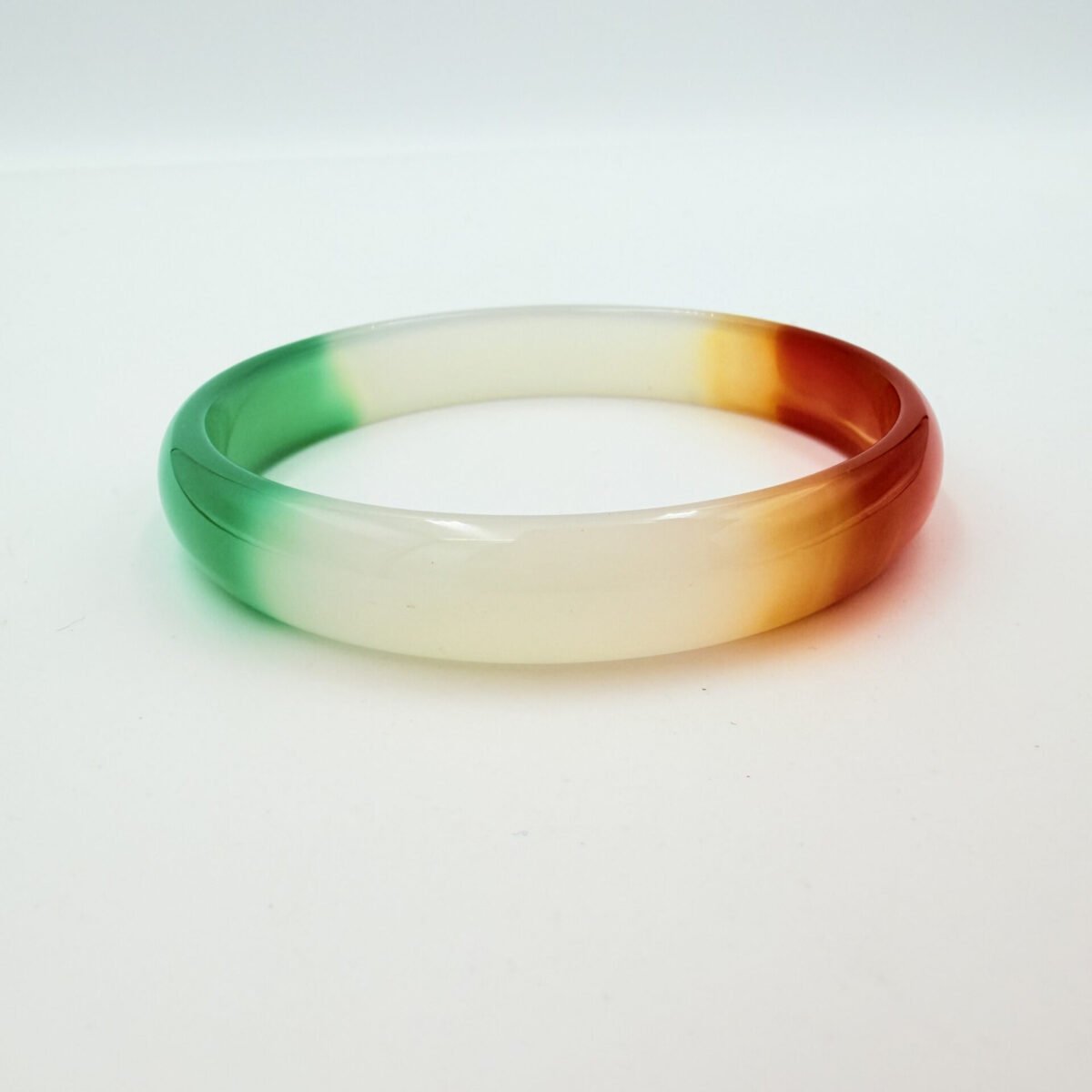 Tri-Color Jade-Style Agate Bangle