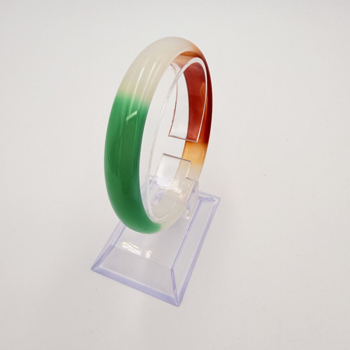 Alternative view of Tri-Color Jade-Style Agate Bangle