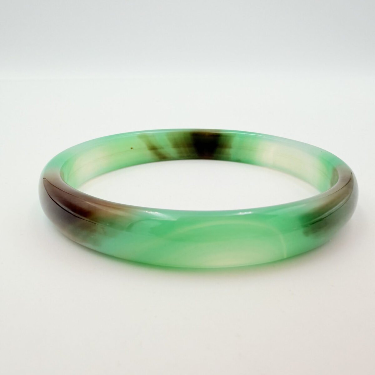 Mint Green and Chocolate Agate Bangle