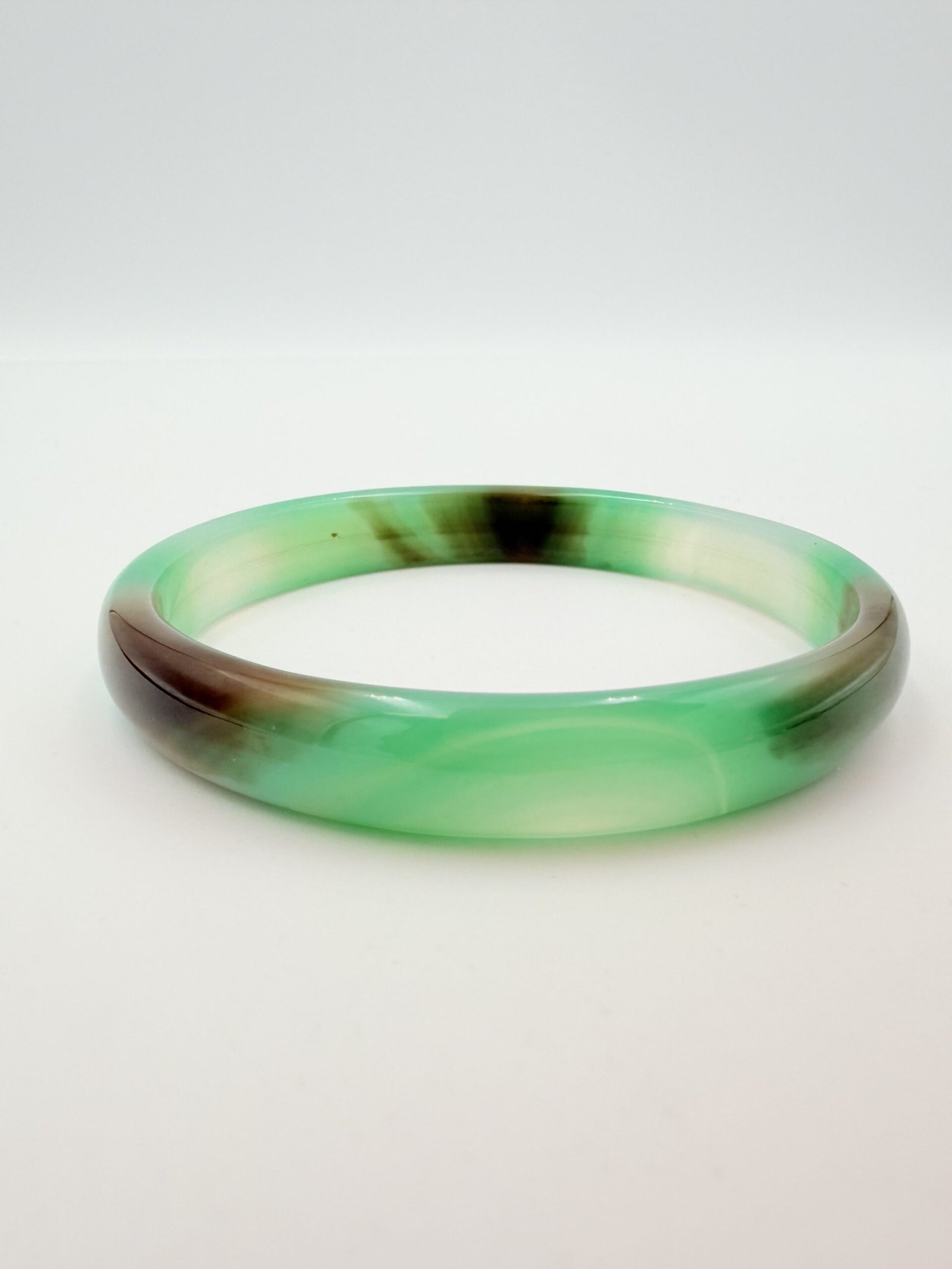 Mint Green and Chocolate Agate Bangle