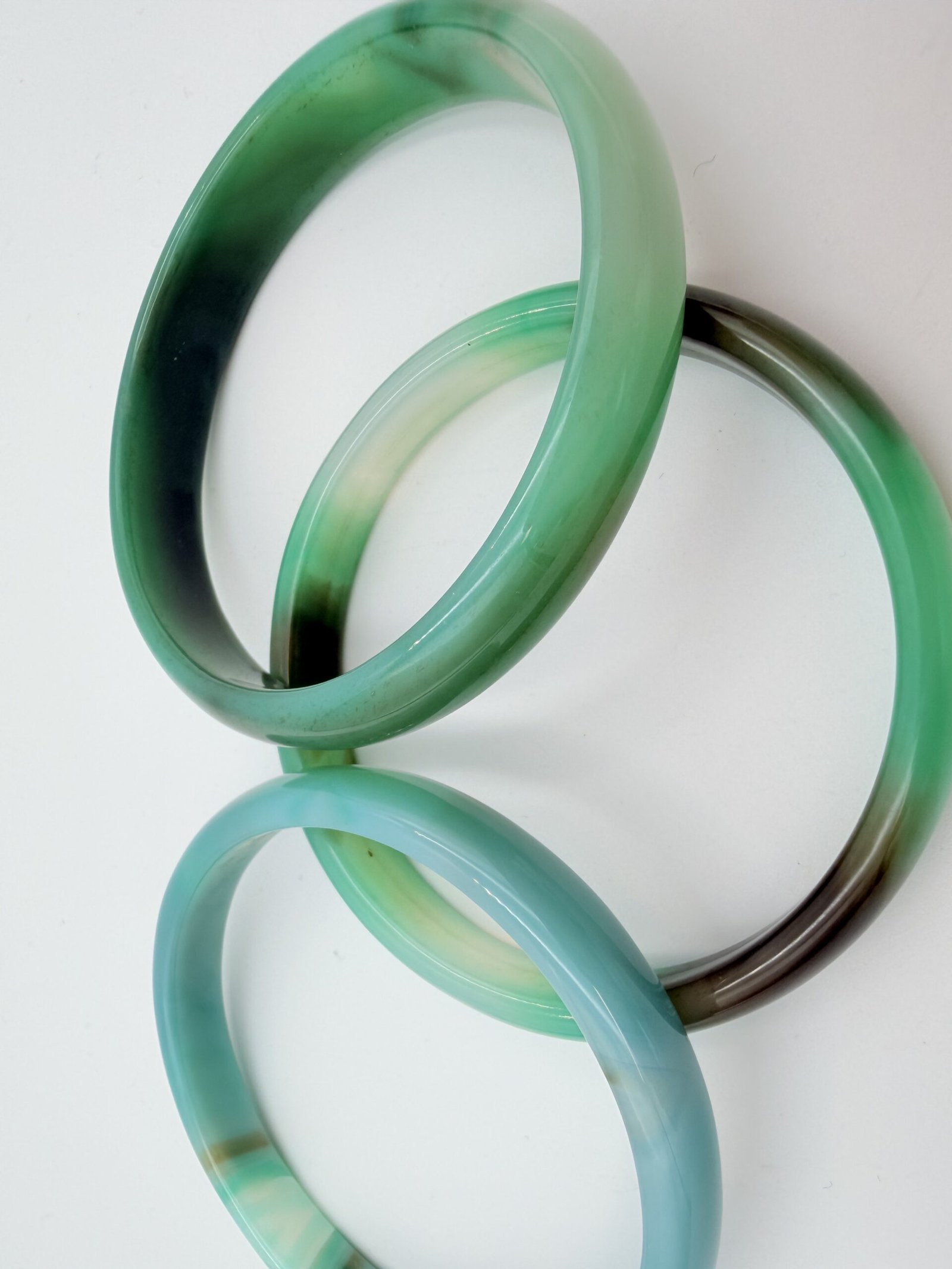 Mint Green and Chocolate Agate Bangle - Image 4