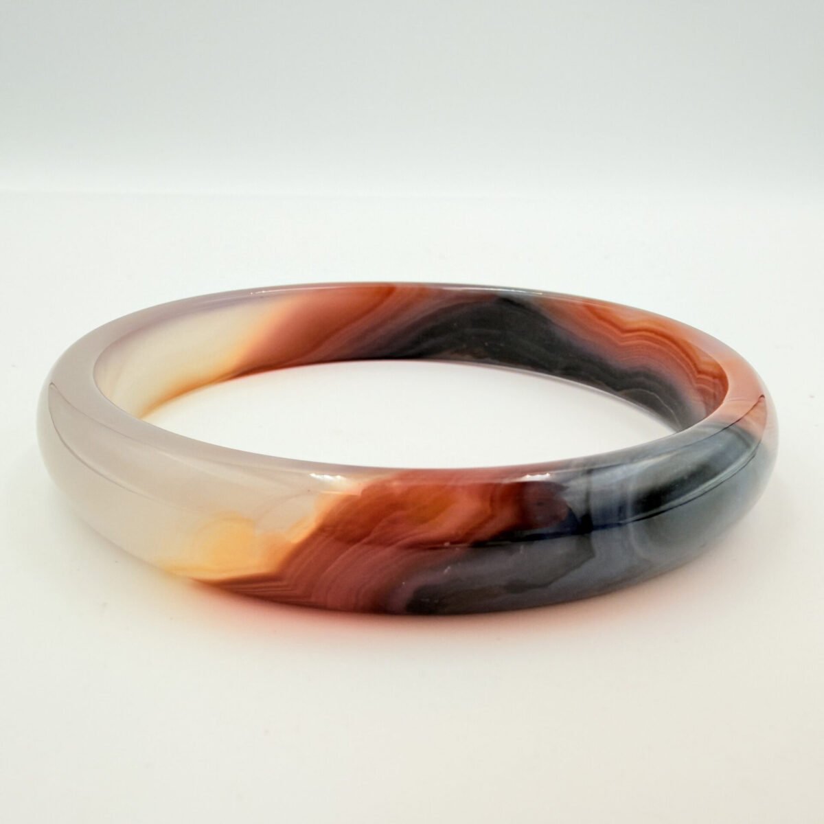 Earth-Tone Striped Sulemani Agate Bangle