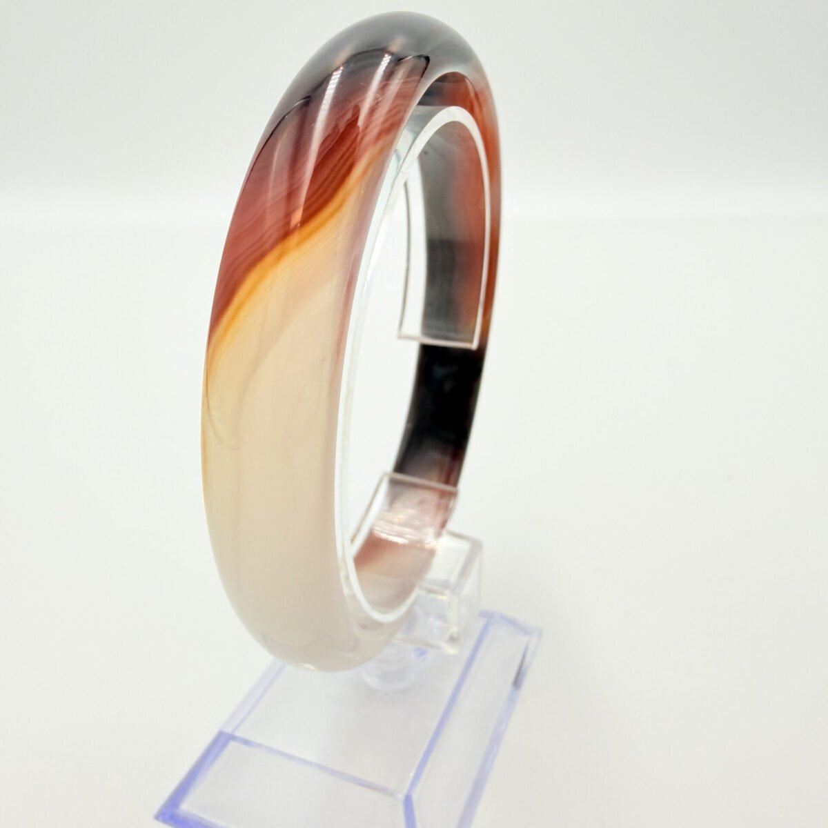 Alternative view of Earth-Tone Striped Sulemani Agate Bangle