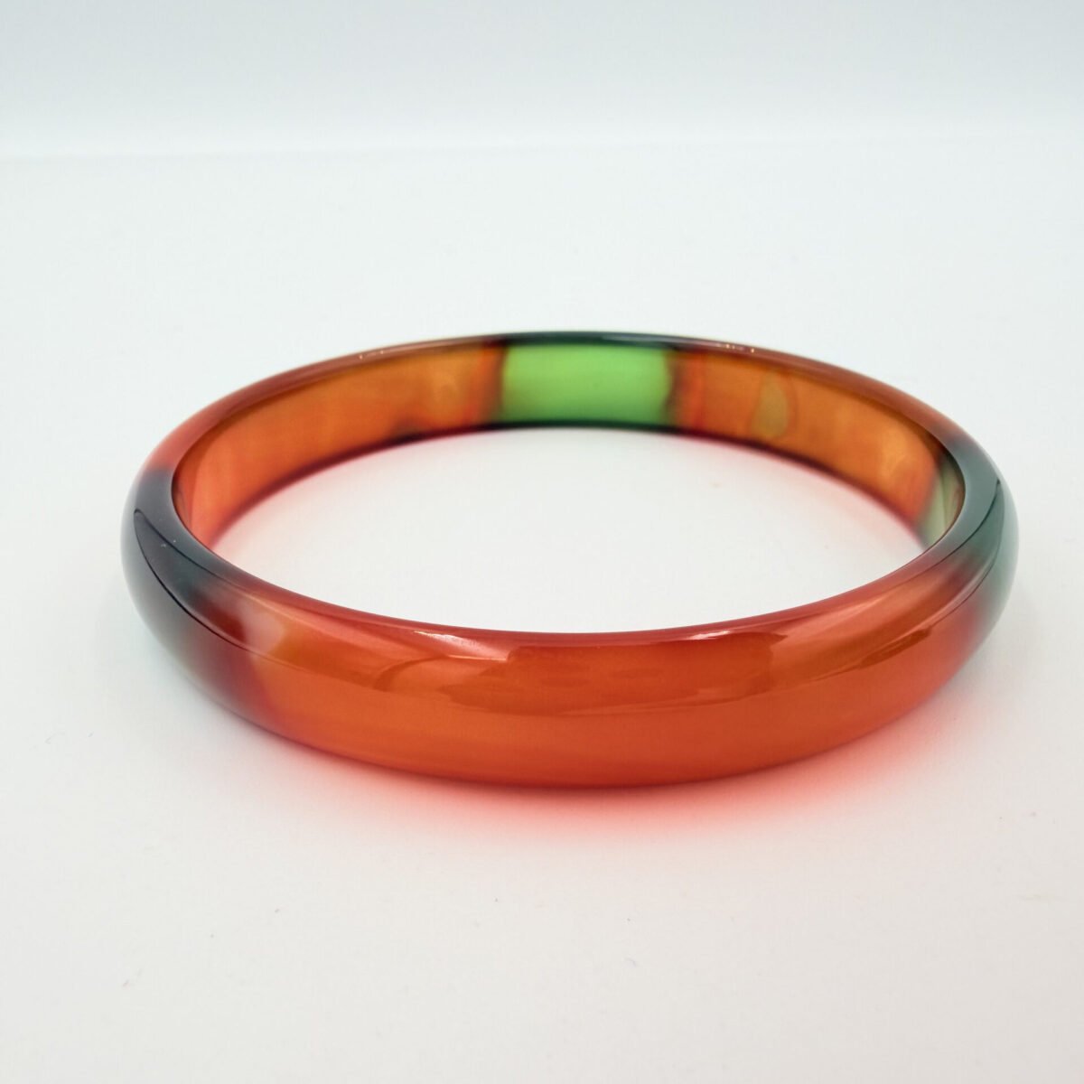 Sunset Orange and Forest Green Agate Bangle