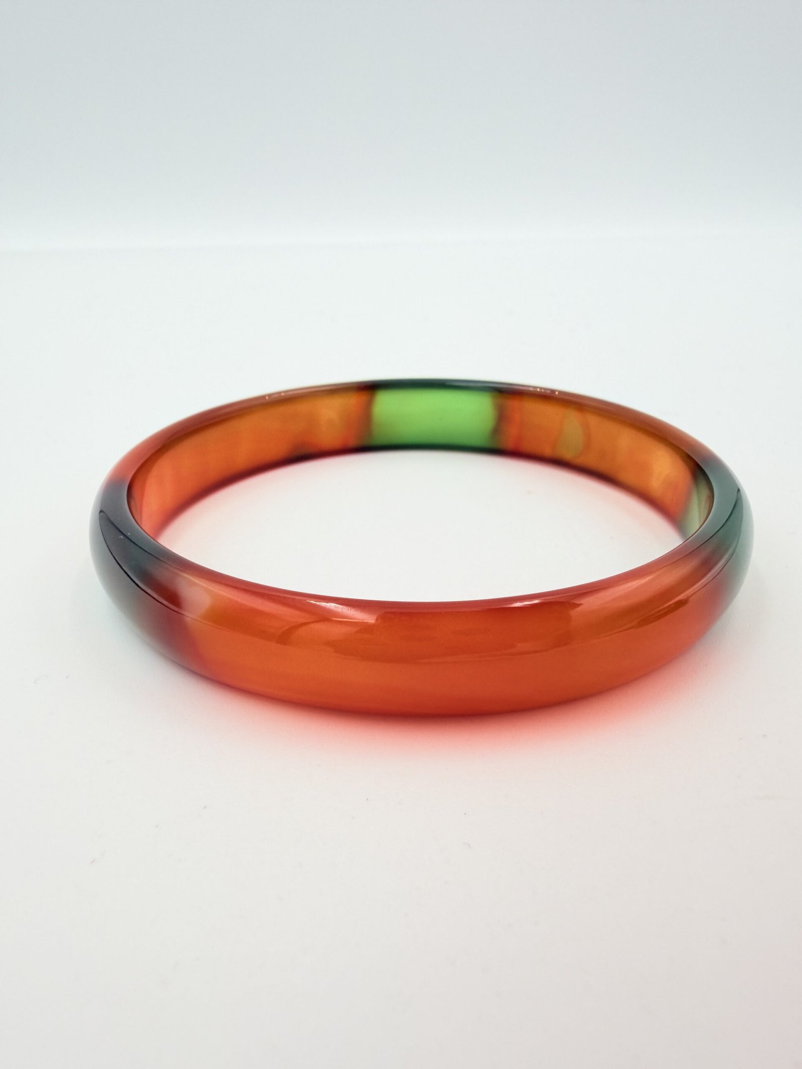 Sunset Orange and Forest Green Agate Bangle