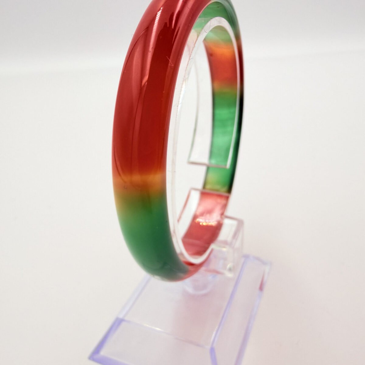 Alternative view of Sunset Orange and Forest Green Agate Bangle